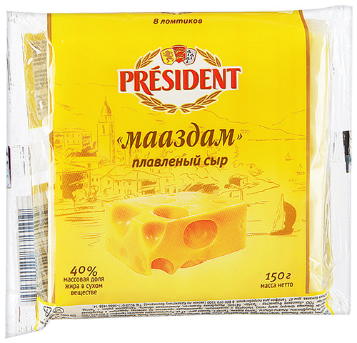 Калорийность и пищевая ценность Сыр President Мастер Бутерброда Мааздам