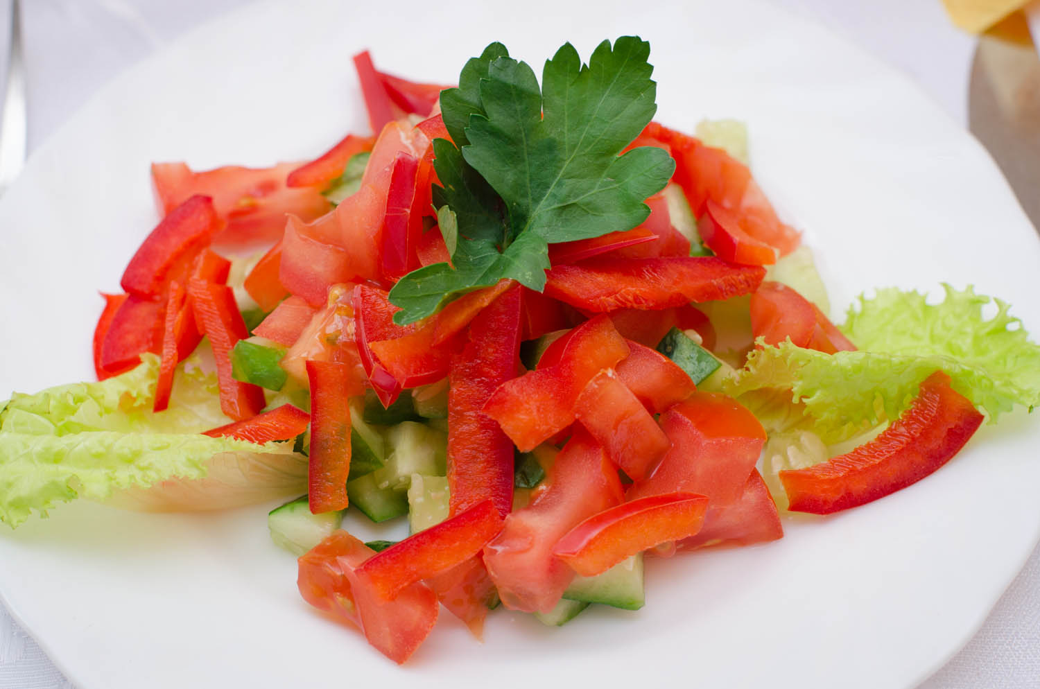 Калорийность салатов из помидоров и огурцов (всех видов):