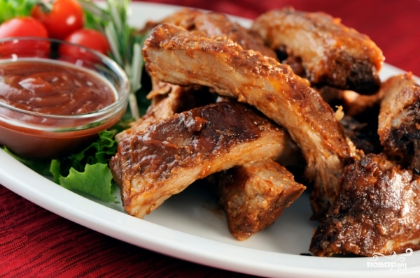 Говядина отборная, ребера, тонкий край (ребра 10-12), мясо с жиром убранным до уровня 0", жареная