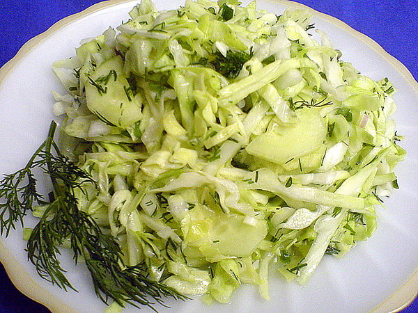 Салат капуста с растительным маслом - калорийность